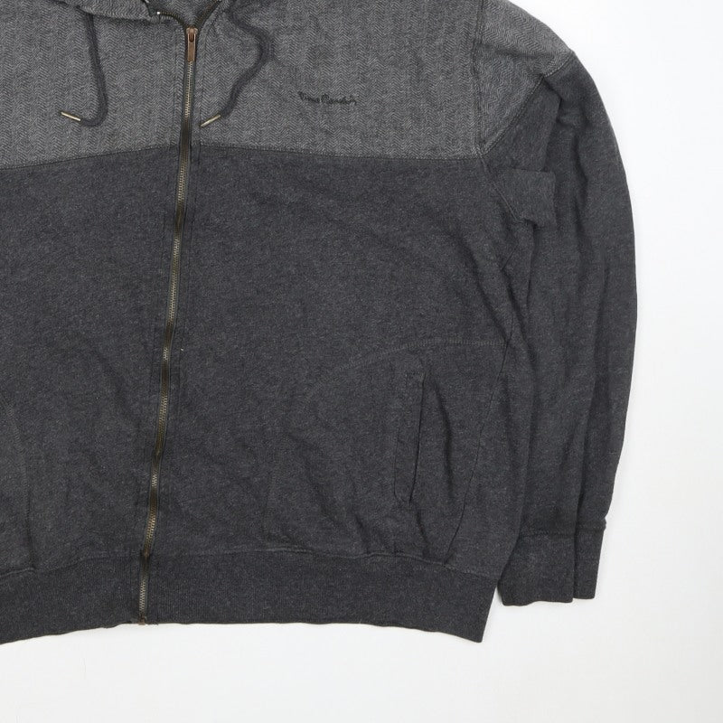 Pierre Cardin Men’s Grey 2XL Full Zip Herringbone Hoodie