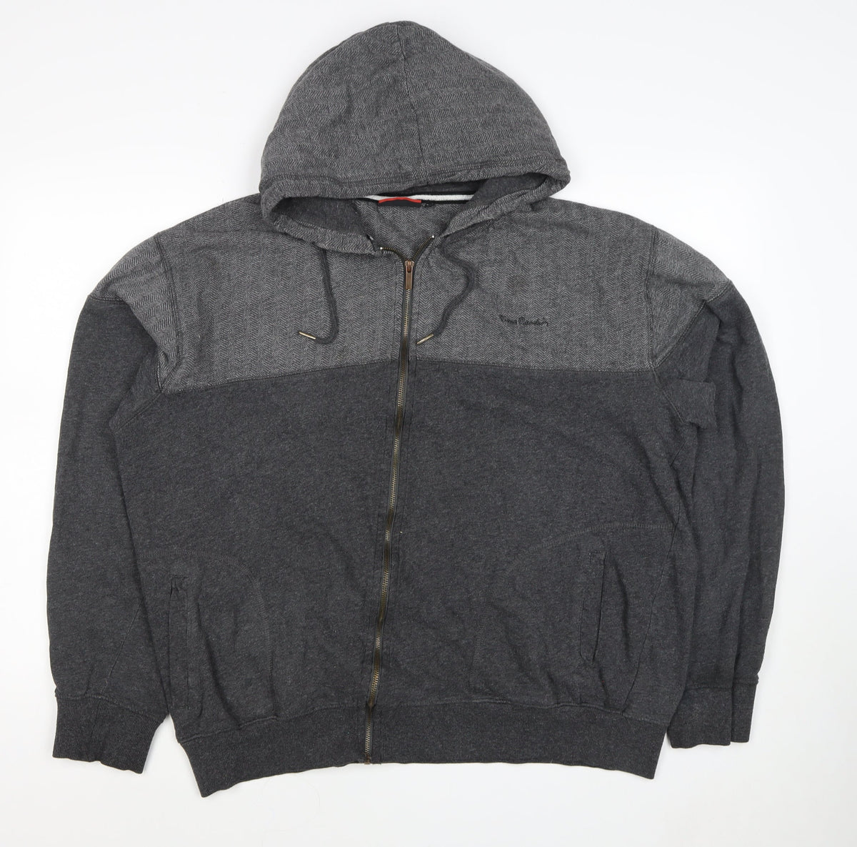 Pierre Cardin Men’s Grey 2XL Full Zip Herringbone Hoodie