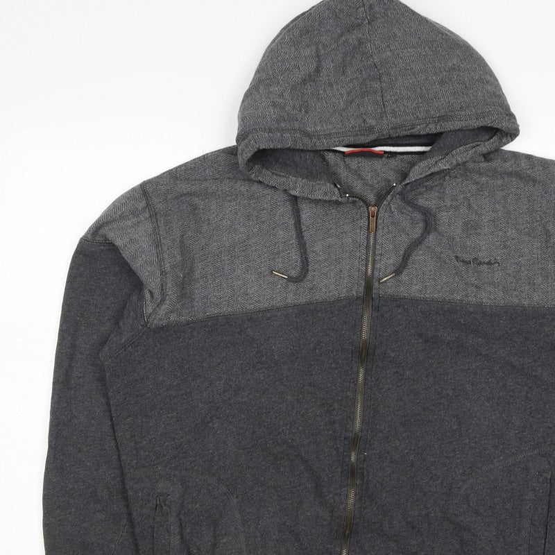 Pierre Cardin Men’s Grey 2XL Full Zip Herringbone Hoodie
