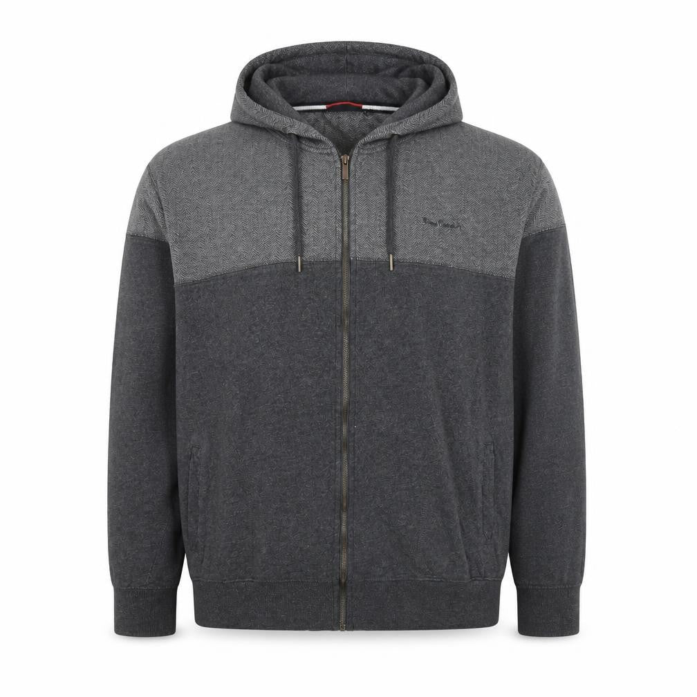Pierre Cardin Men’s Grey 2XL Full Zip Herringbone Hoodie