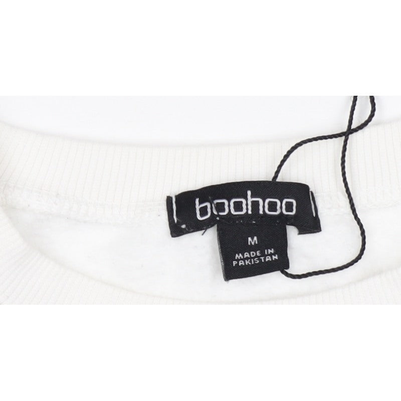 Boohoo Men’s White M DS Sports Logo Graphic Crew Neck Pullover Sweatshirt