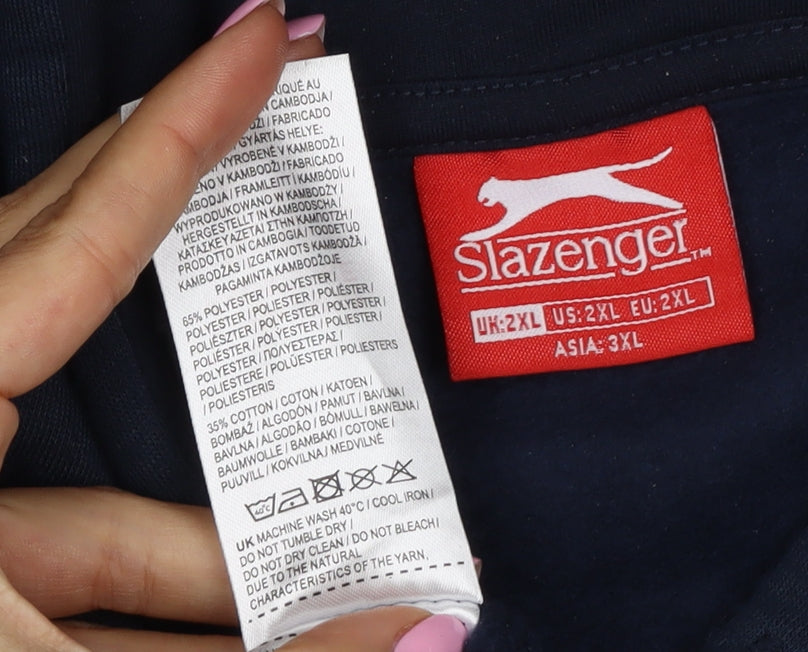 Slazenger Men’s Blue 2XL Pullover Hoodie Logo Drawstring Pockets