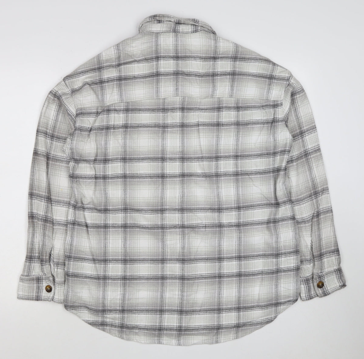 Hollister Men Grey M Plaid Flannel Button-Up Long Sleeve Shirt