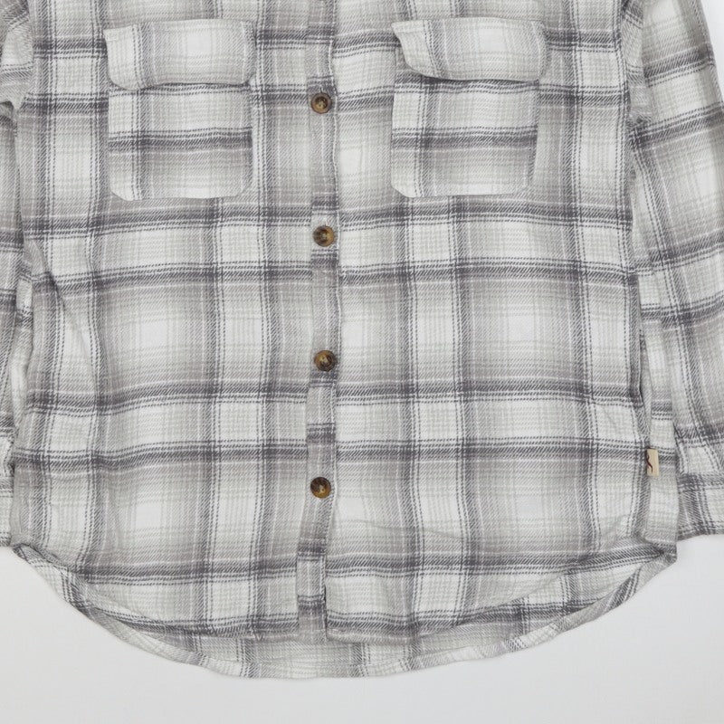 Hollister Men Grey M Plaid Flannel Button-Up Long Sleeve Shirt