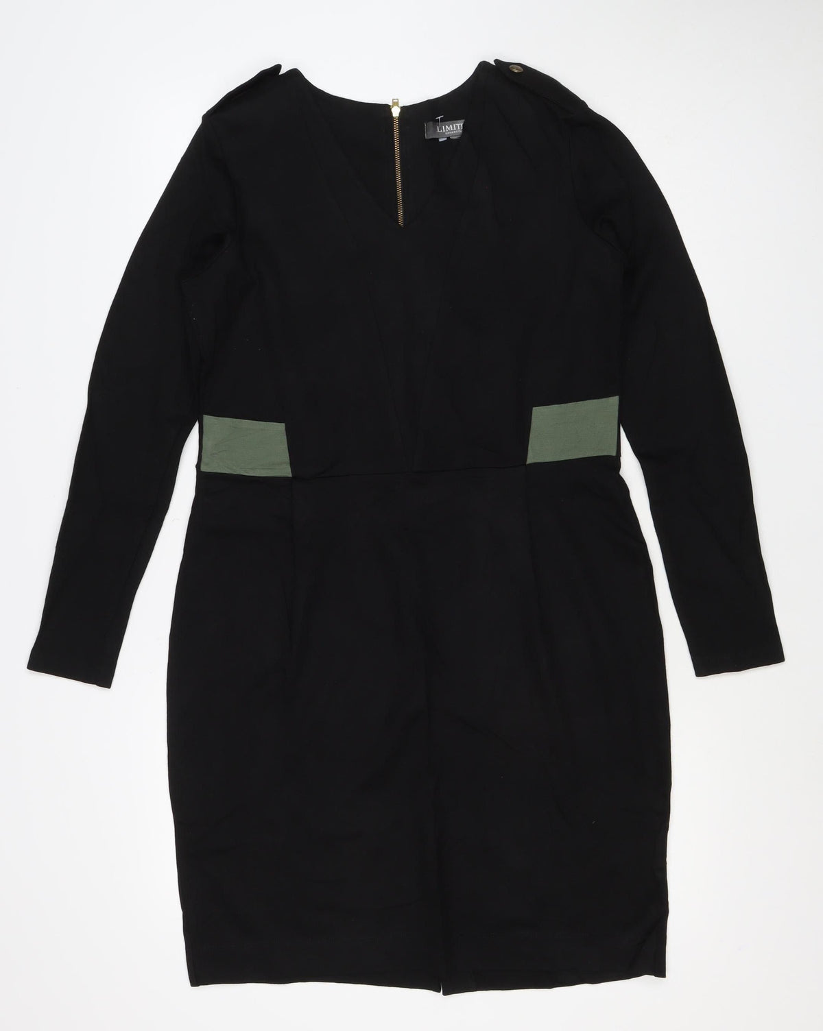 Limited Collection Women Black UK 14 Knee Length Sheath Zip Dress
