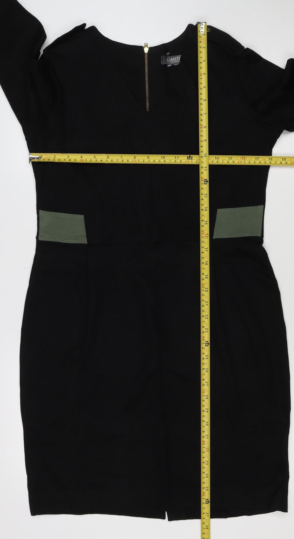 Limited Collection Women Black UK 14 Knee Length Sheath Zip Dress