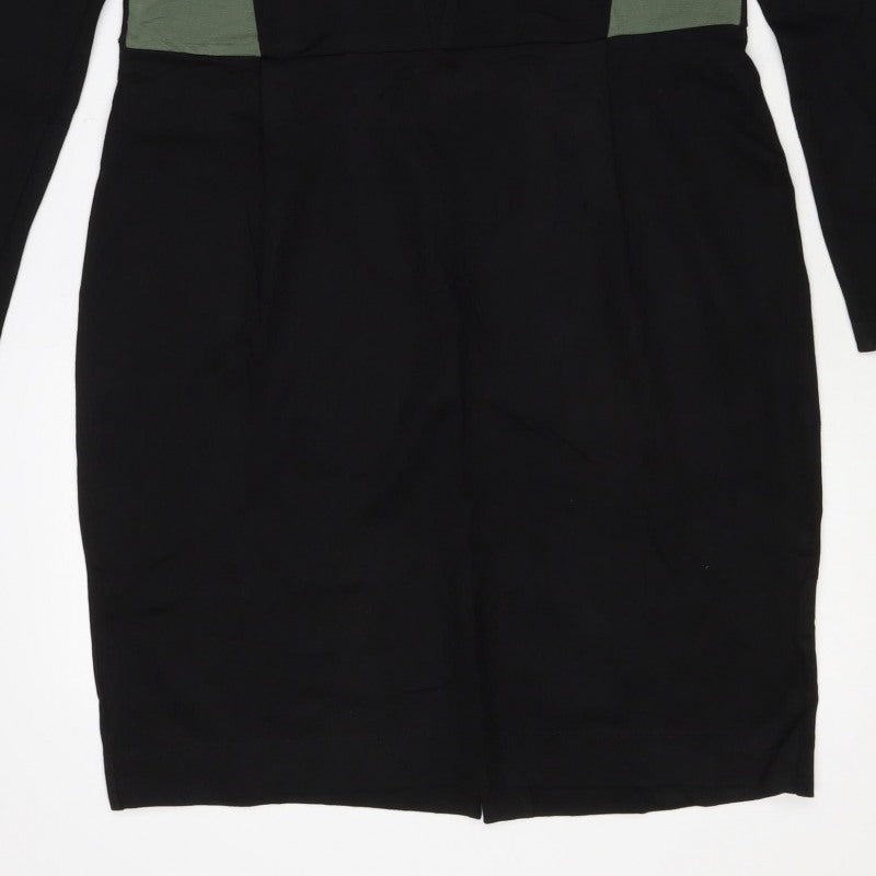 Limited Collection Women Black UK 14 Knee Length Sheath Zip Dress