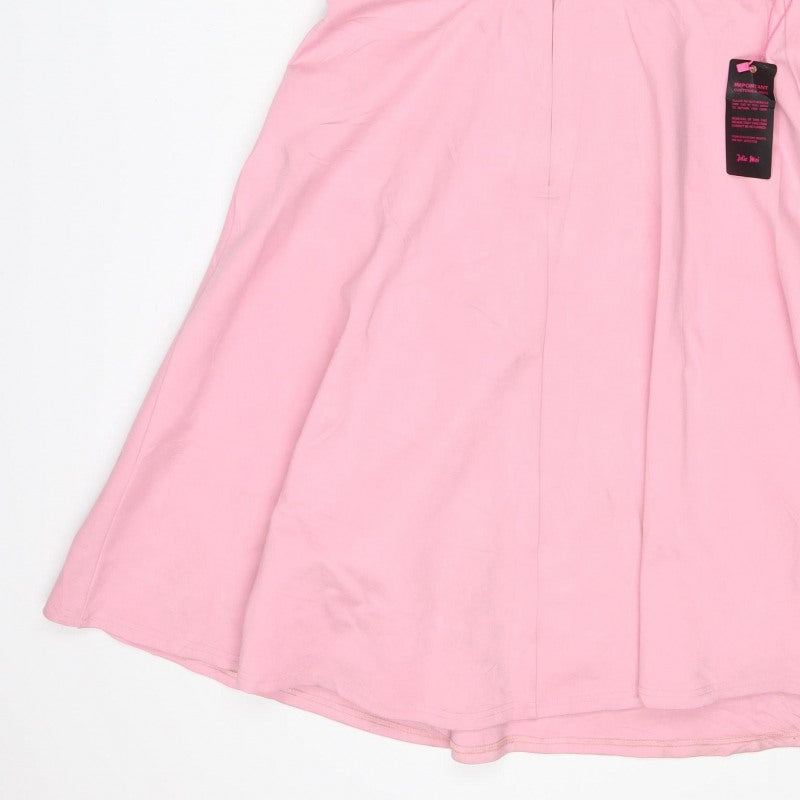 Jolie Moi Women Pink UK 14 Fit & Flare Midi Flutter Sleeve Dress