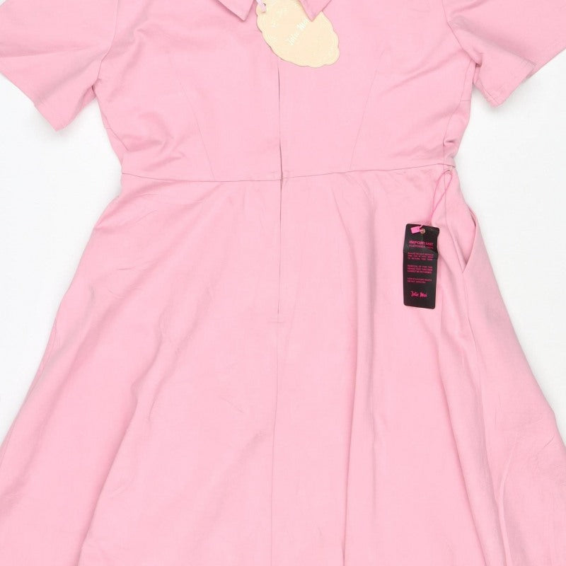 Jolie Moi Women Pink UK 14 Fit & Flare Midi Flutter Sleeve Dress