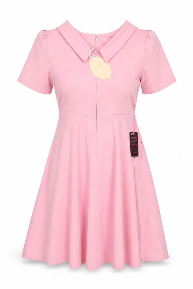 Jolie Moi Women Pink UK 14 Fit & Flare Midi Flutter Sleeve Dress