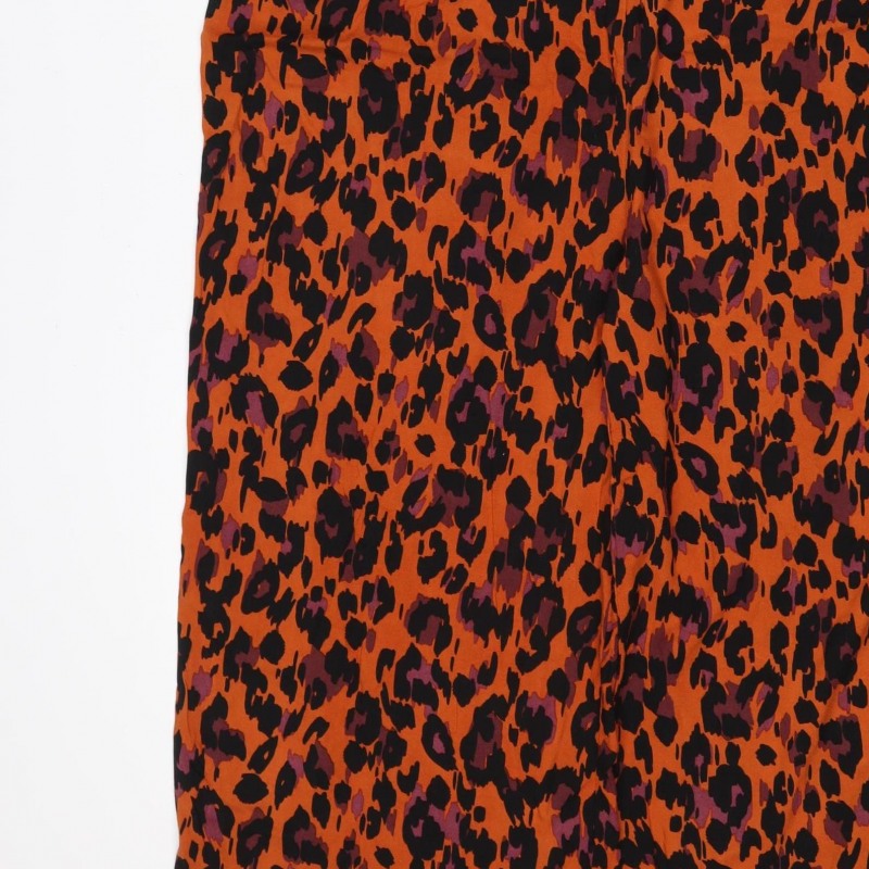 New Look Women Orange Leopard Print Wide Leg Jumpsuit UK 12