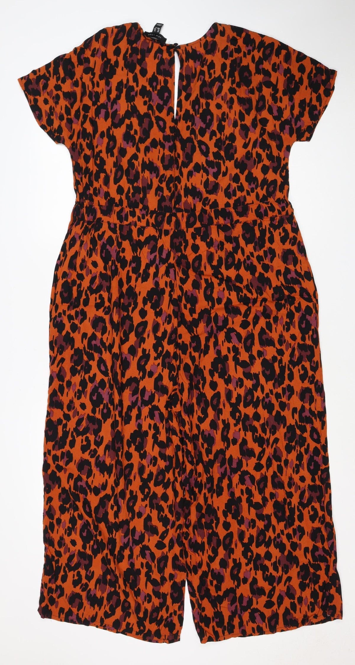 New Look Women Orange Leopard Print Wide Leg Jumpsuit UK 12