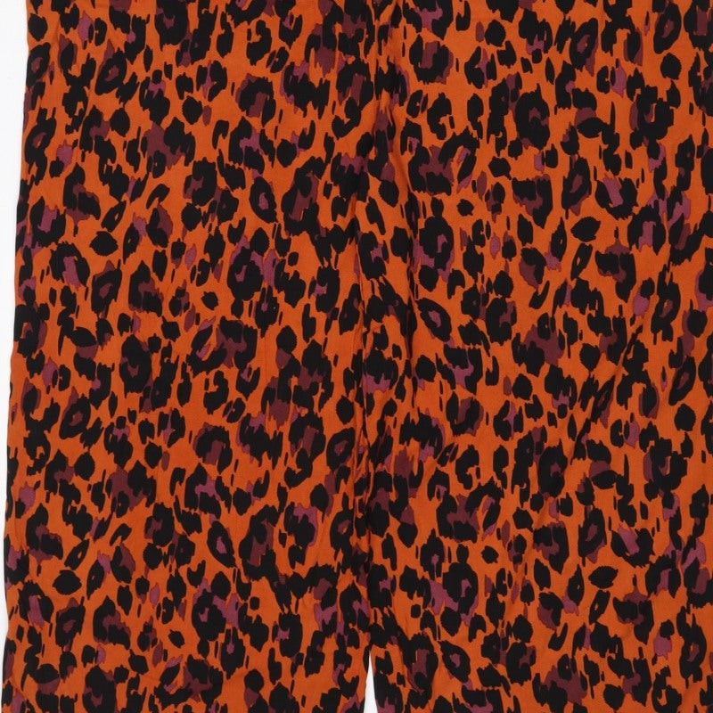 New Look Women Orange Leopard Print Wide Leg Jumpsuit UK 12