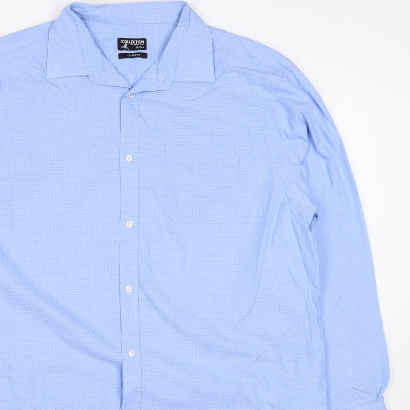 Debenhams Collection Unisex Blue 18 Classic Fit Herringbone Button-Up Shirt
