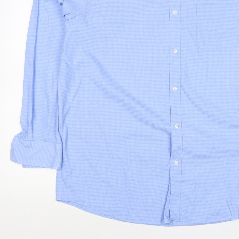 Debenhams Collection Unisex Blue 18 Classic Fit Herringbone Button-Up Shirt