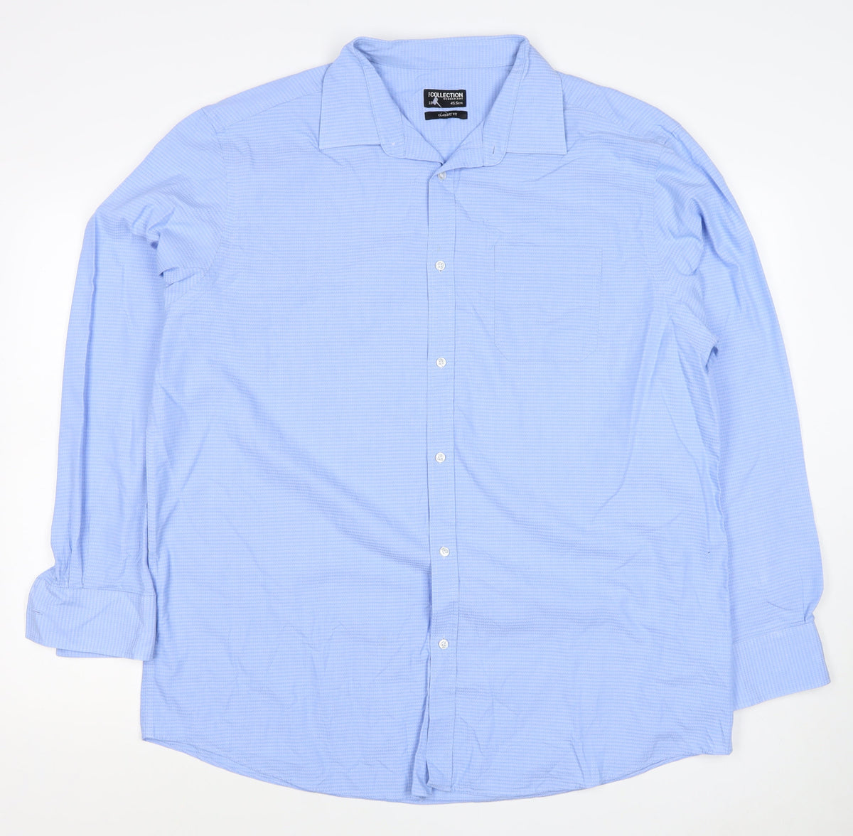 Debenhams Collection Unisex Blue 18 Classic Fit Herringbone Button-Up Shirt