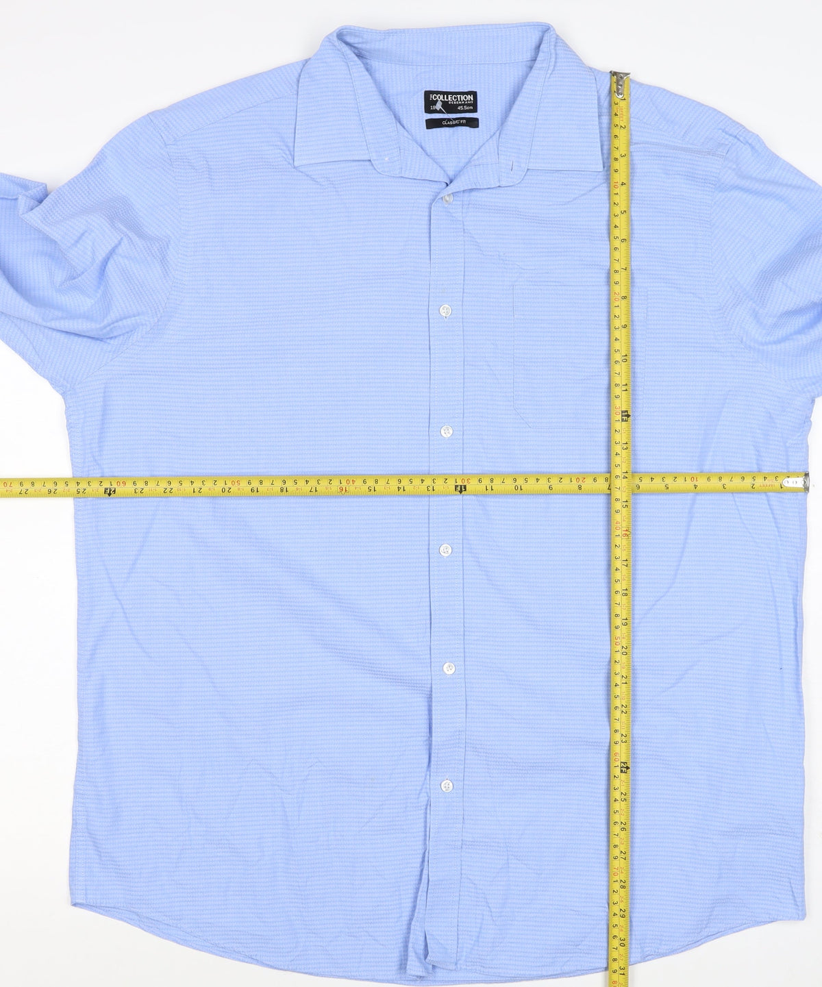 Debenhams Collection Unisex Blue 18 Classic Fit Herringbone Button-Up Shirt