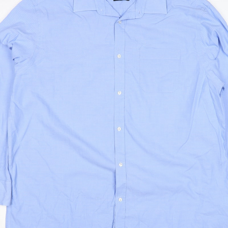 Debenhams Collection Unisex Blue 18 Classic Fit Herringbone Button-Up Shirt