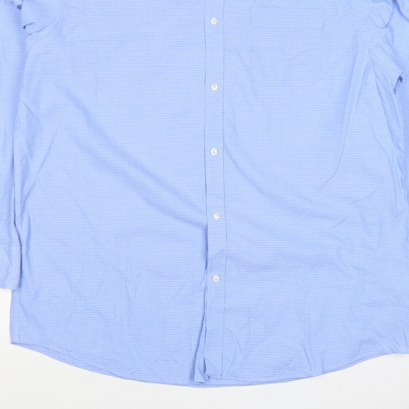 Debenhams Collection Unisex Blue 18 Classic Fit Herringbone Button-Up Shirt