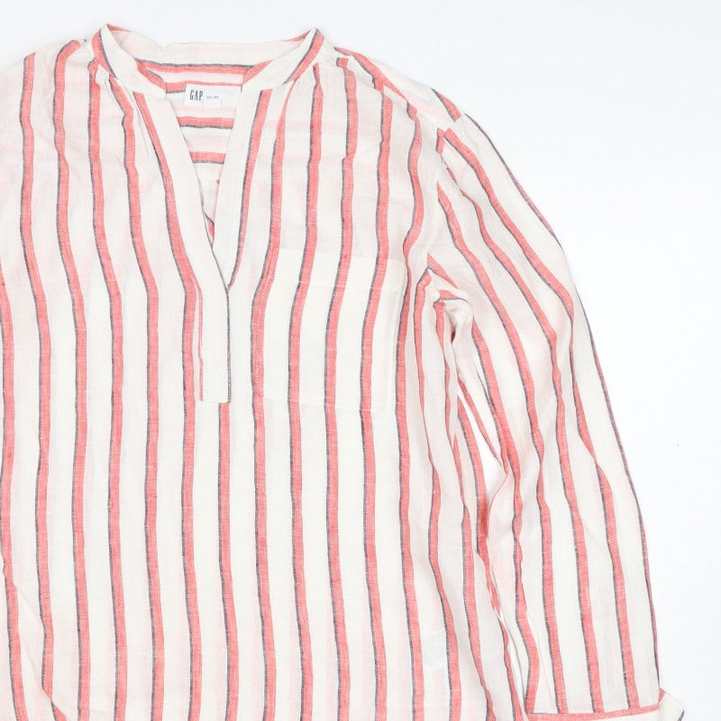 GAP Women’s Multicoloured Striped Linen Tunic Blouse Size M