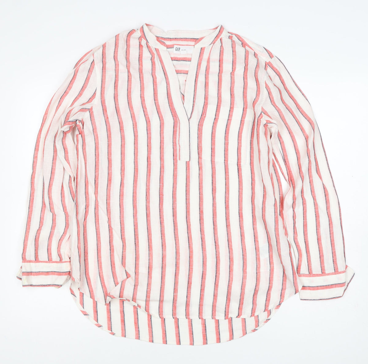 GAP Women’s Multicoloured Striped Linen Tunic Blouse Size M