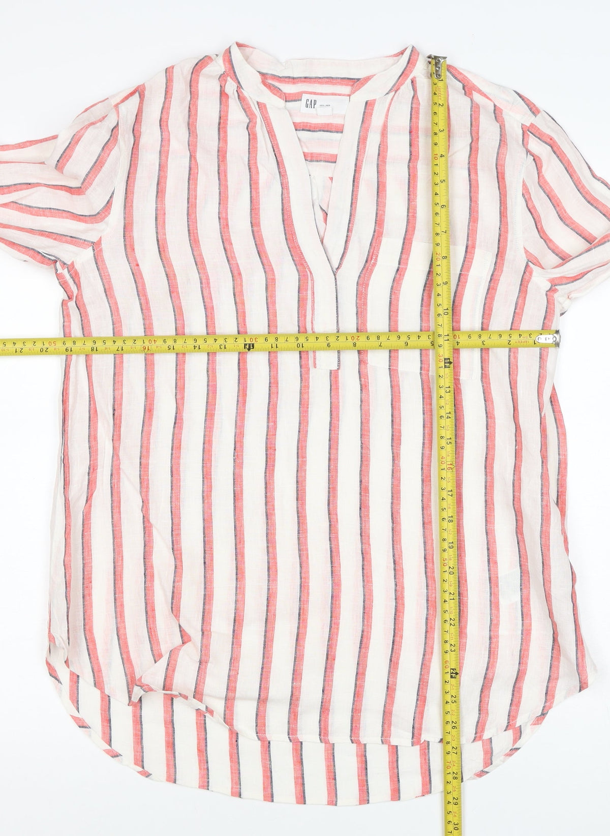 GAP Women’s Multicoloured Striped Linen Tunic Blouse Size M