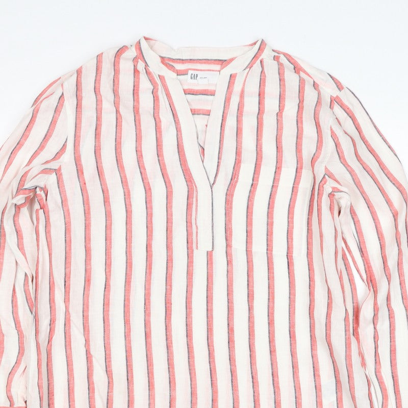 GAP Women’s Multicoloured Striped Linen Tunic Blouse Size M