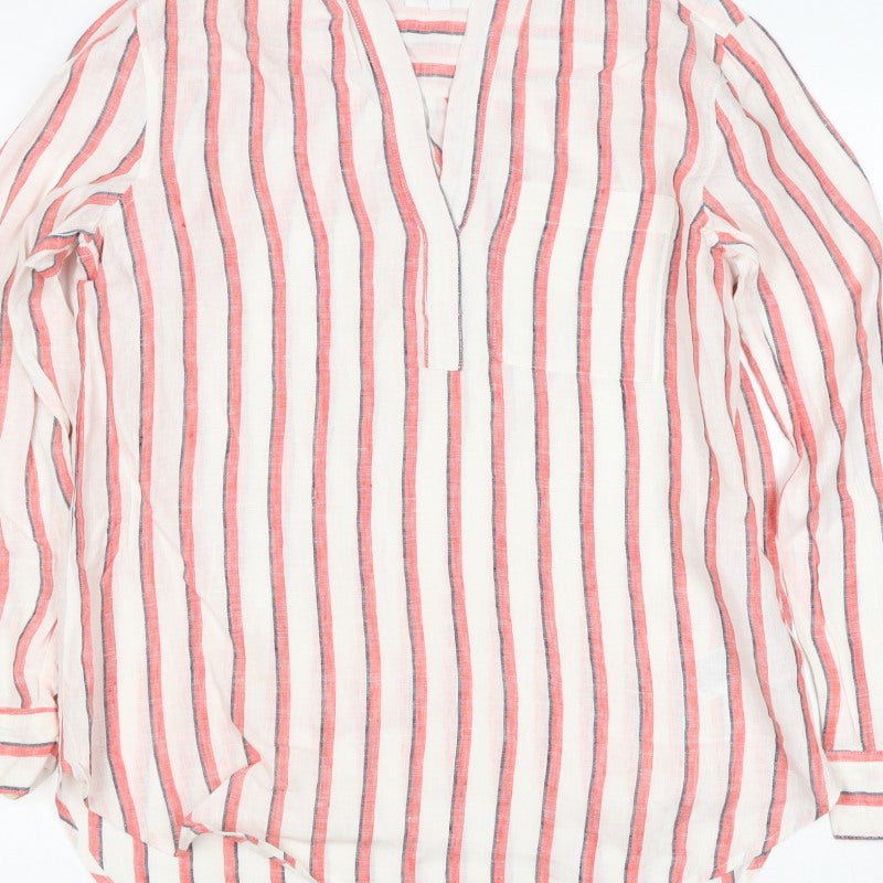 GAP Women’s Multicoloured Striped Linen Tunic Blouse Size M