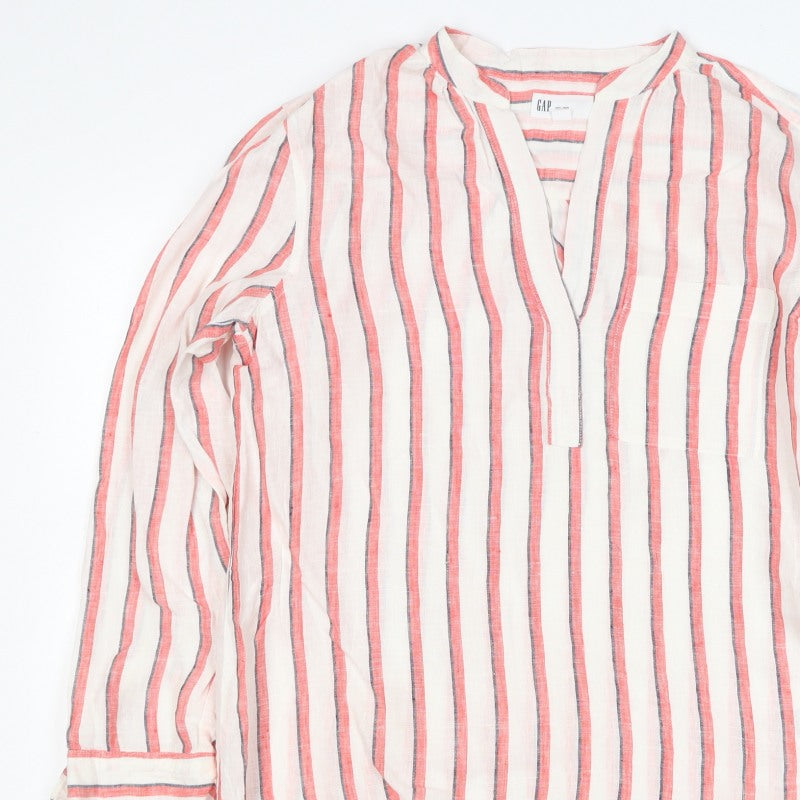 GAP Women’s Multicoloured Striped Linen Tunic Blouse Size M