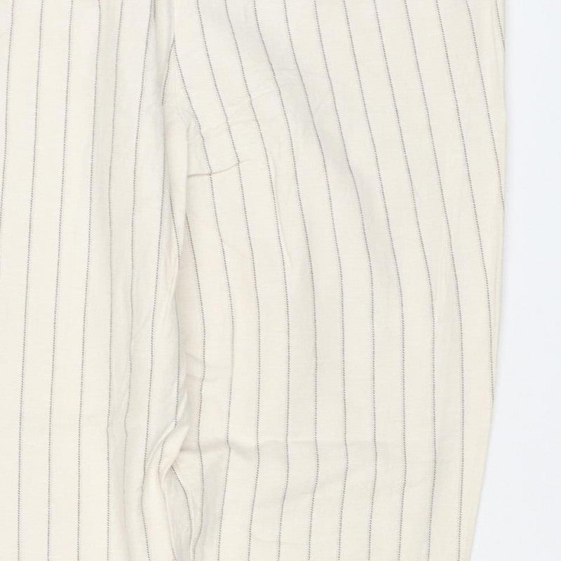 ASOS Women Ivory Pinstripe Wide Leg Dress Trousers UK 8