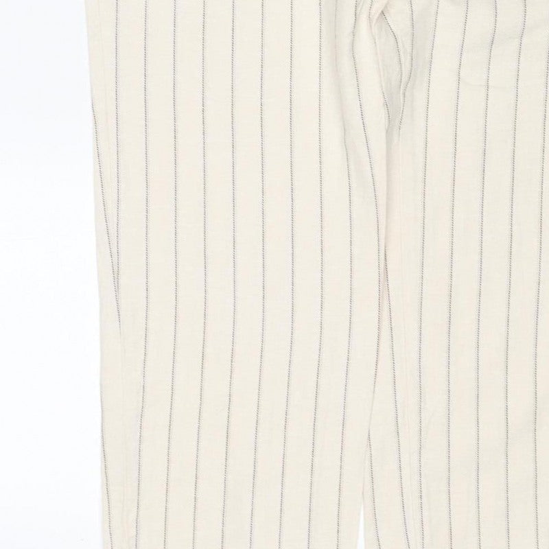 ASOS Women Ivory Pinstripe Wide Leg Dress Trousers UK 8