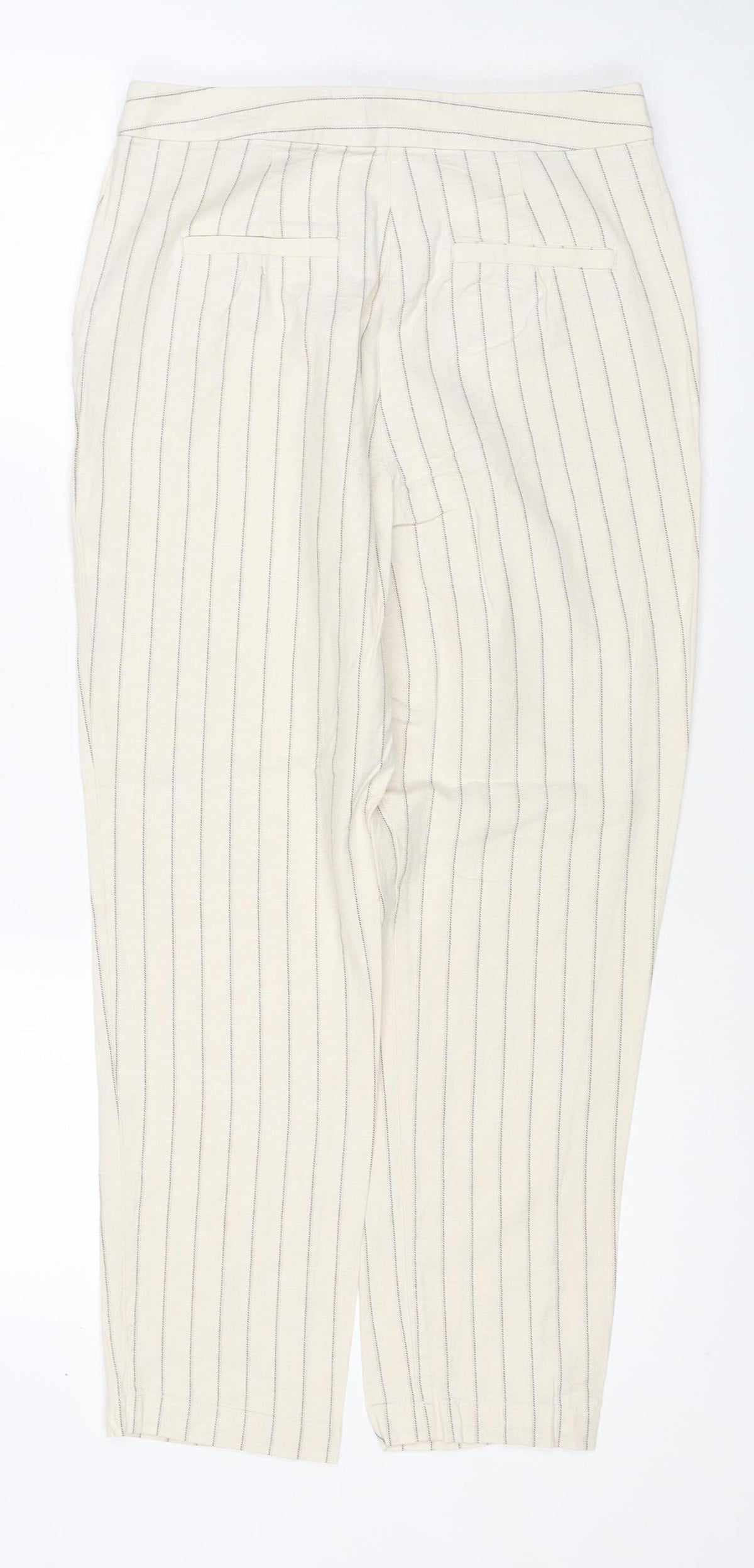 ASOS Women Ivory Pinstripe Wide Leg Dress Trousers UK 8