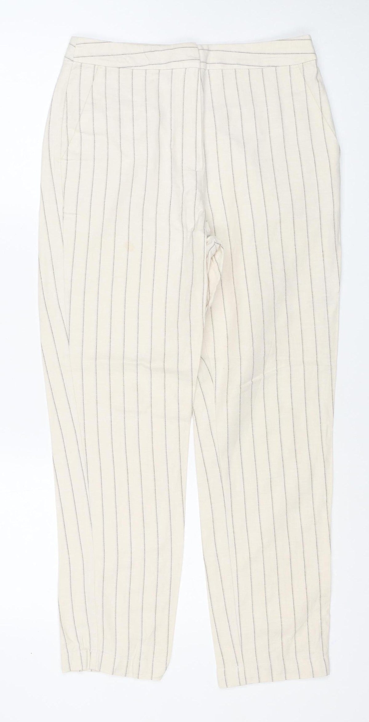 ASOS Women Ivory Pinstripe Wide Leg Dress Trousers UK 8