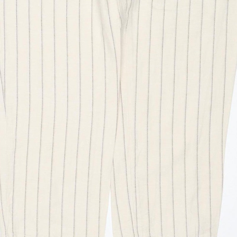 ASOS Women Ivory Pinstripe Wide Leg Dress Trousers UK 8