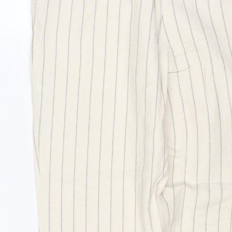 ASOS Women Ivory Pinstripe Wide Leg Dress Trousers UK 8
