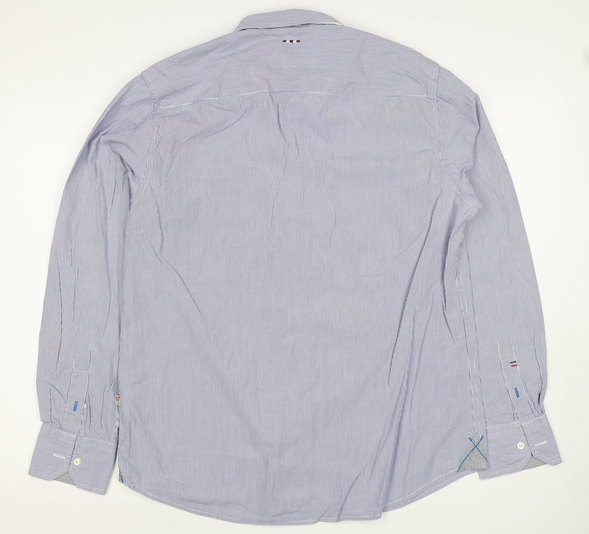 Napapijri Men’s Blue Striped L Cotton Long Sleeve Casual Shirt