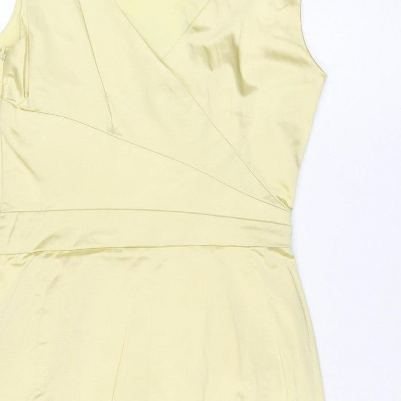 Karen Millen Women Yellow UK 8 Pencil Knee Dress Bow Detail