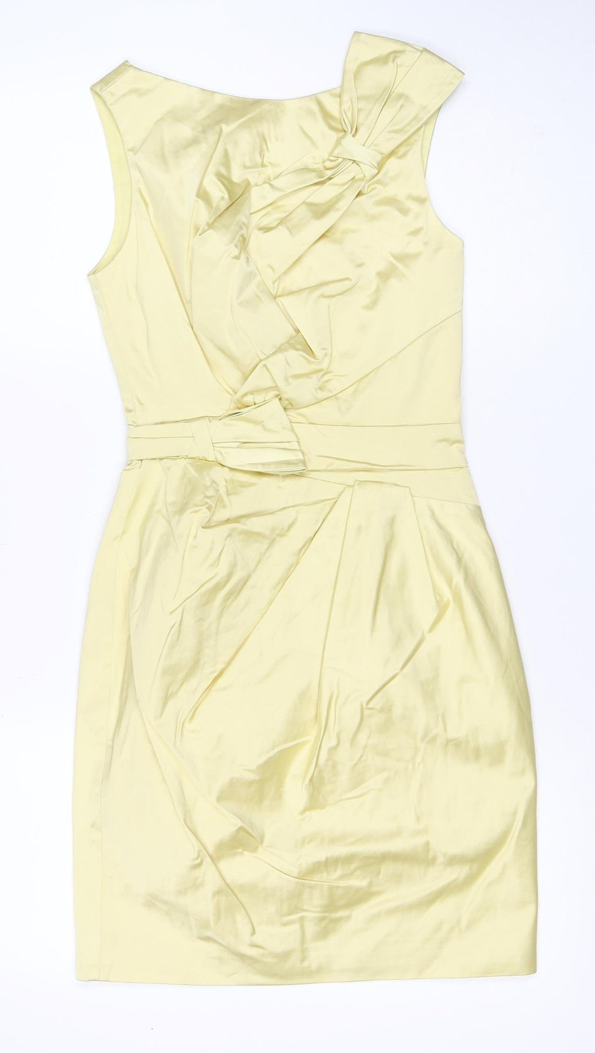 Karen Millen Women Yellow UK 8 Pencil Knee Dress Bow Detail