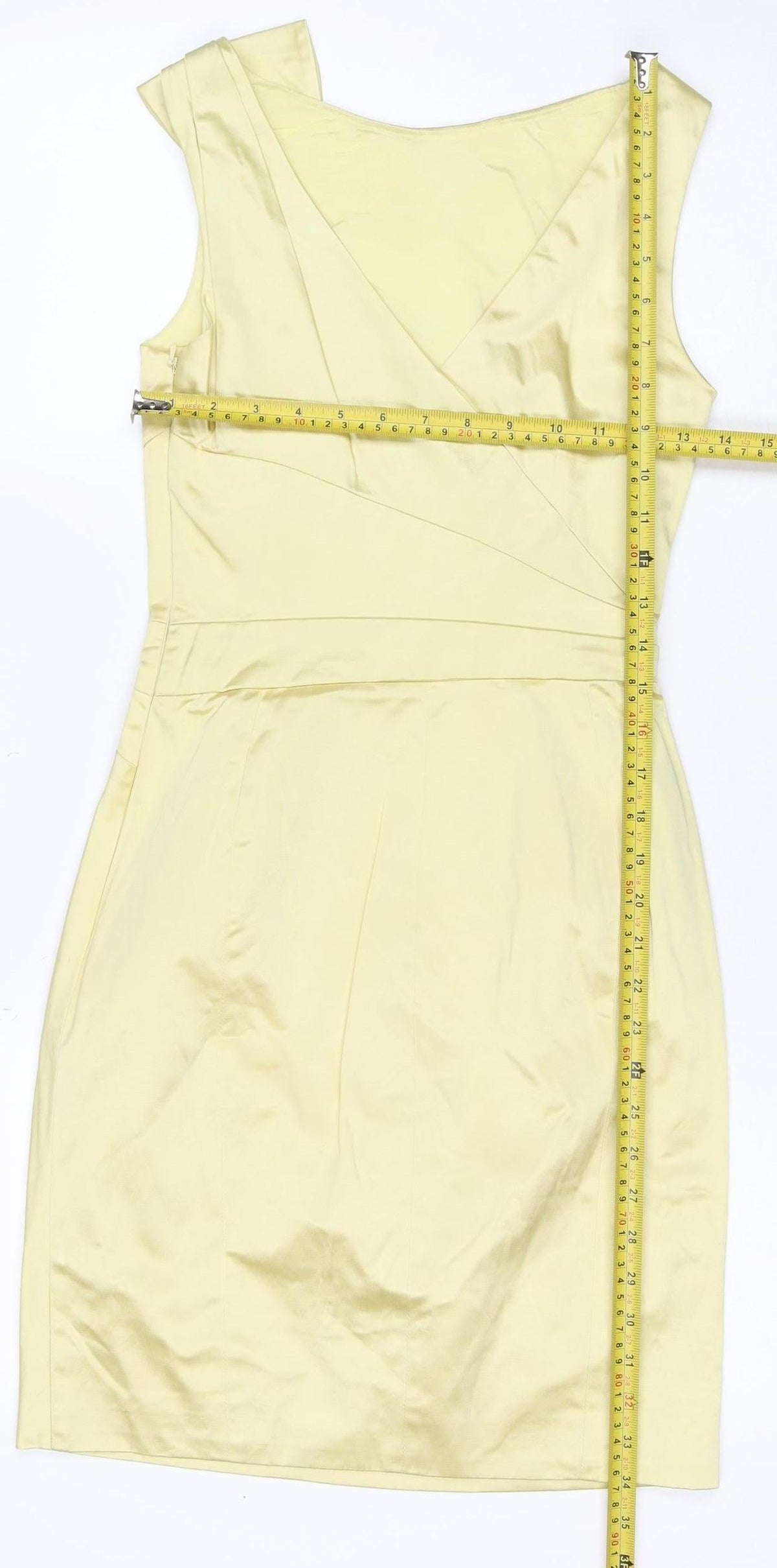 Karen Millen Women Yellow UK 8 Pencil Knee Dress Bow Detail