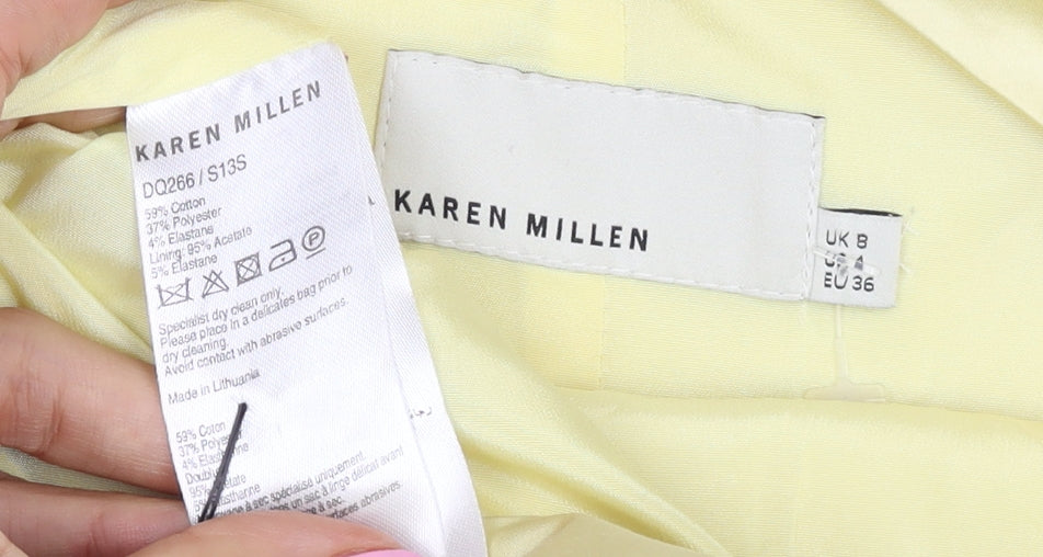 Karen Millen Women Yellow UK 8 Pencil Knee Dress Bow Detail