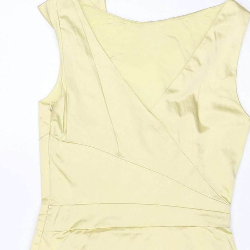 Karen Millen Women Yellow UK 8 Pencil Knee Dress Bow Detail