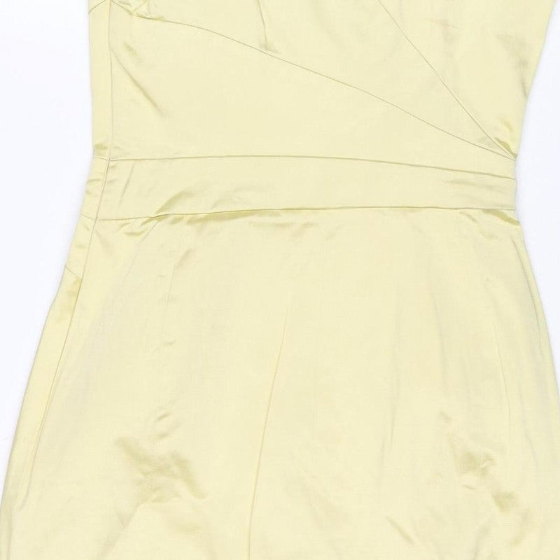 Karen Millen Women Yellow UK 8 Pencil Knee Dress Bow Detail