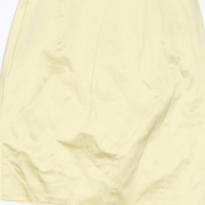 Karen Millen Women Yellow UK 8 Pencil Knee Dress Bow Detail