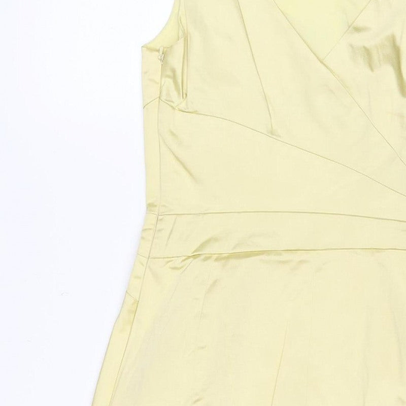 Karen Millen Women Yellow UK 8 Pencil Knee Dress Bow Detail