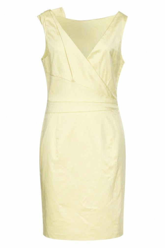 Karen Millen Women Yellow UK 8 Pencil Knee Dress Bow Detail