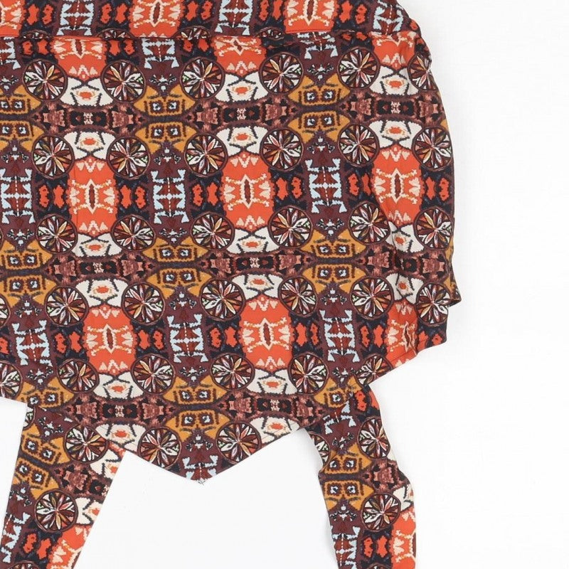 M&S Women Multicoloured UK 12 Aztec Halter Tie Crop Top
