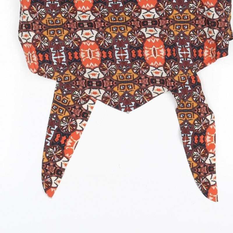 M&S Women Multicoloured UK 12 Aztec Halter Tie Crop Top