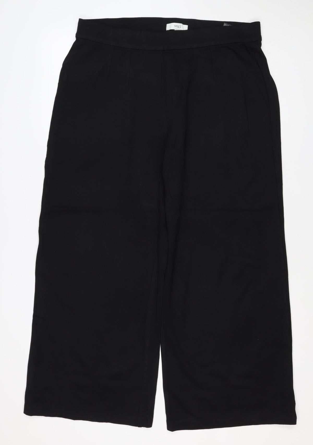 Marks and Spencer Women’s Black UK 18 Wide-Leg Stretch Pull-On Trousers
