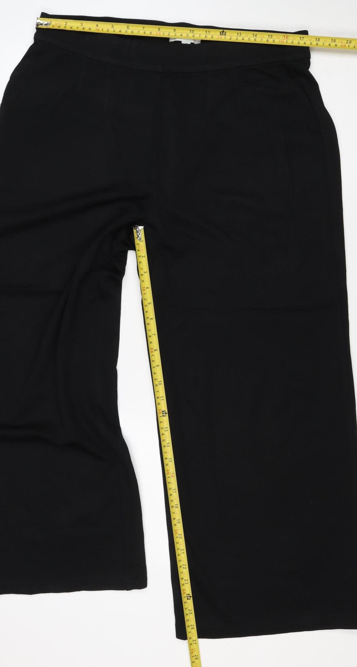 Marks and Spencer Women’s Black UK 18 Wide-Leg Stretch Pull-On Trousers