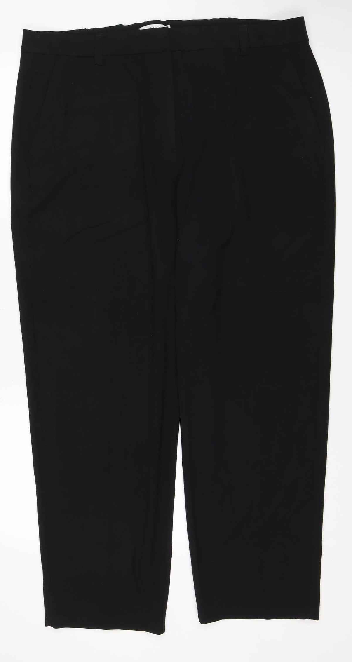Marks & Spencer Women Black Size 20 Regular Tailored Straight Trousers
